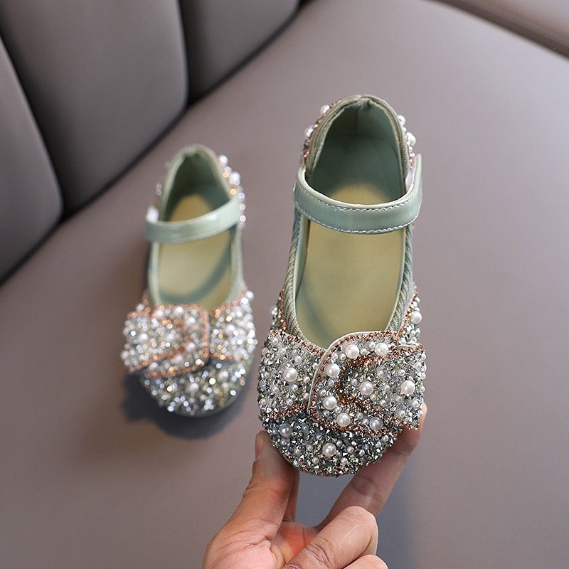 Girls Pearl Rhinestones Decorated Shining Shoes - Image 3
